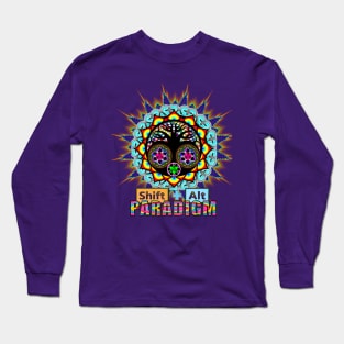 Shift Alt Paradigm Sacred Geometry Science Merkaba Tree of Life Flower of Life Atom Logo Long Sleeve T-Shirt